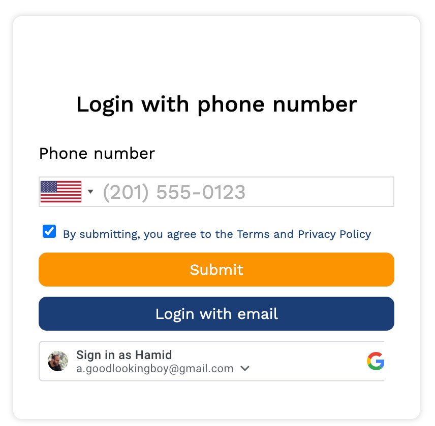Login with phone number